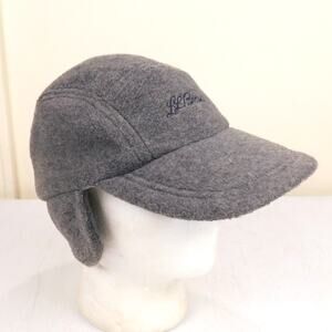 LL Bean Trapper Polartec Fleece Hat Strap Back Side Flaps Gray Size M USA Made